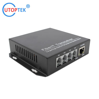 4 Channel RJ11 Telephone +1x10/100M Ethernet Over Fiber Optic Media Converter PCM Voice To Fibre Optic Transceiver
