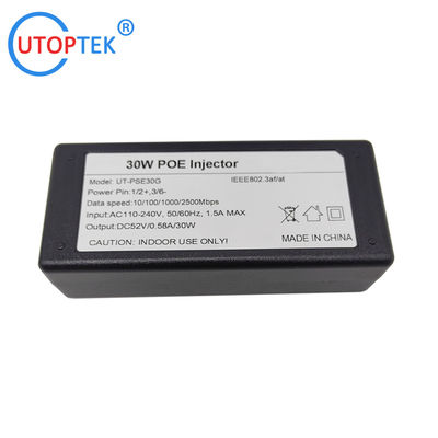 10/100/1000/2500Mbps 30W Gigabit Standard POE Injector ieee802.3af/at PoE data & power:100meters for Cameras wireless AP