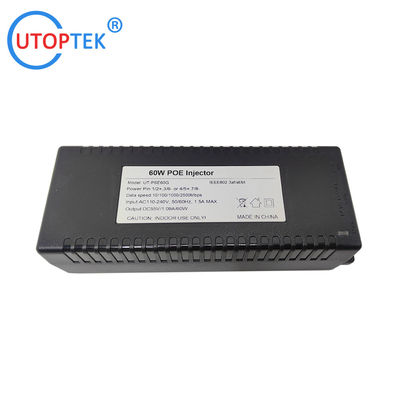 10/100/1000/2500Mbps 60W Gigabit 2.5G Standard POE Injector 802.3af/at/bt PoE data & power:100meters for Cameras wireless AP