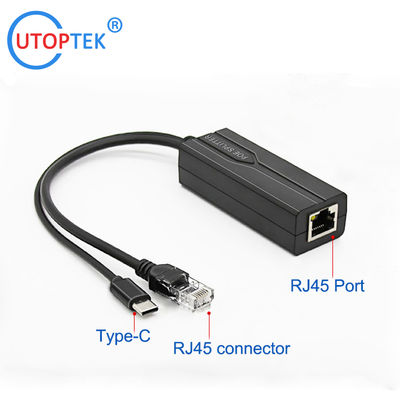 Factory OEM POE Splitter 48V to 12V/5V DC 2.5mm/ Micro-USB/Type-C IEEE802.3af/at for POE switch and IP Cameras/APs