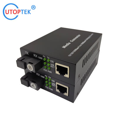 10/100/1000Mbps SM Bidi 20km 1310/1490nm Fast Ethernet Fiber media converter for CCTV Network using