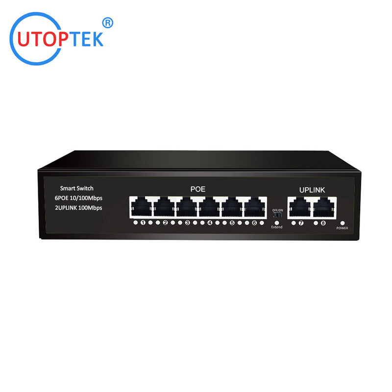 10/100M 6port POE+2 UPlink ieee802.3af/at POE Etherent switch for CCTV Network system
